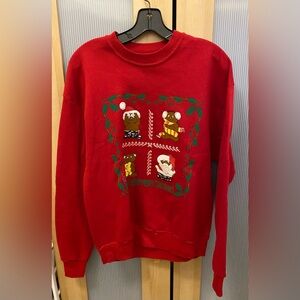 Vintage bears celebrating Christmas red sweater Size medium